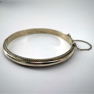 Art Nouveau Flapper Style Rope Filigree 925 Silver Chain Bangle Bracelet 1920’s